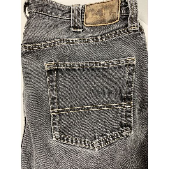 Lands' End Traditional Fit Jeans Mens Size 36 Distress‎ Grunge Black Faded Denim - Picture 9 of 10
